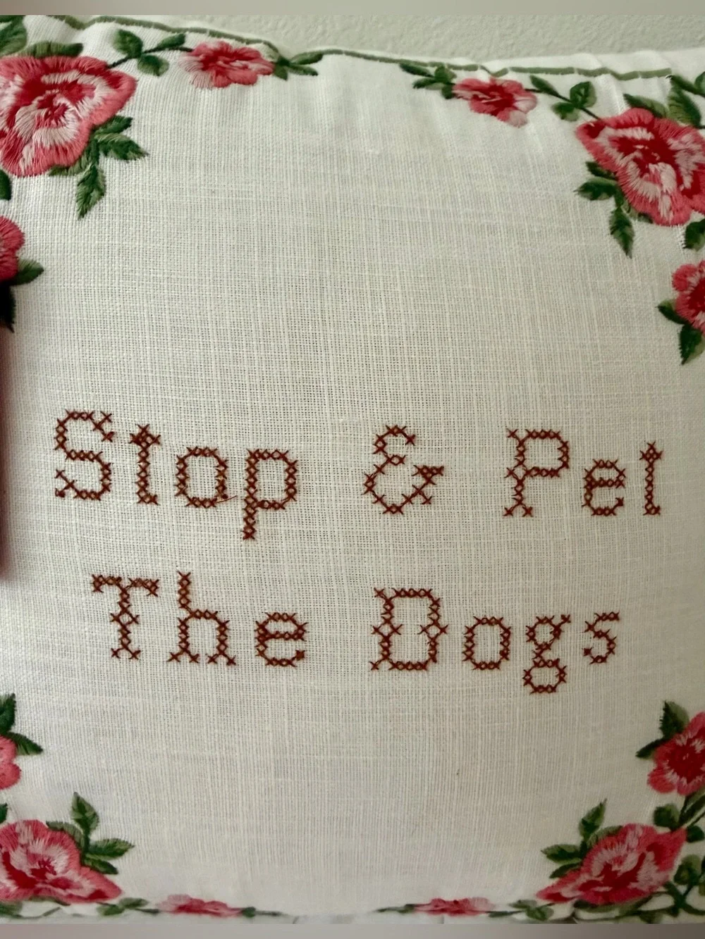 Stop & Pet The Dogs pillow NWT Maeve & Rose